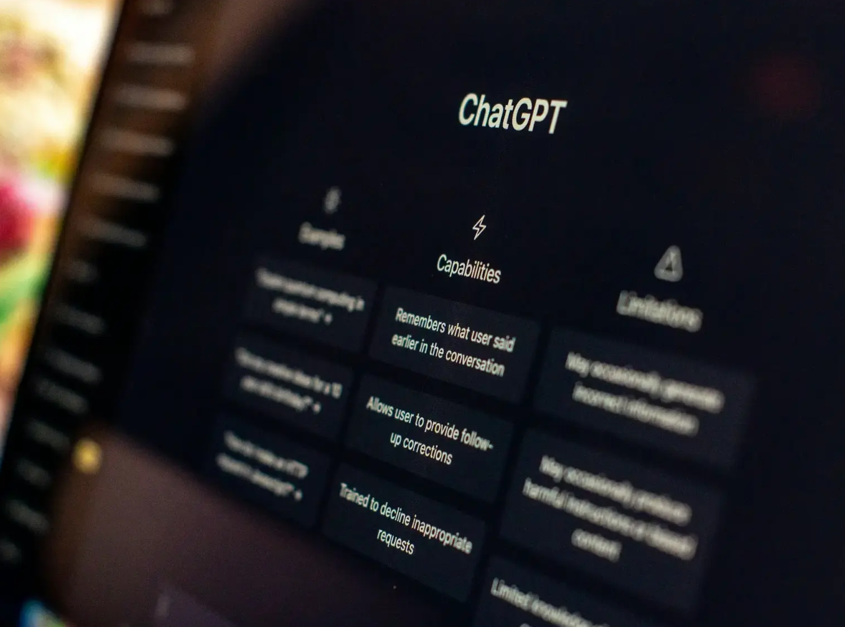 Close-up of a laptop screen displaying the ChatGPT interface